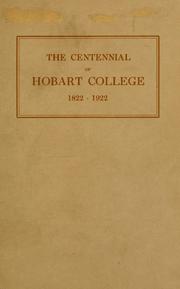 Cover of: The centennial of Hobart college