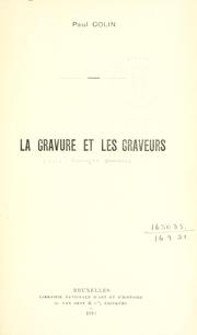 Cover of: La gravure et les graveurs.