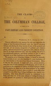 Cover of: The claims of the Columbian college