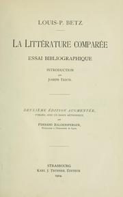 Cover of: La littérature comparée by Louis-P Betz