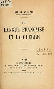 Cover of: langue française et la guerre.