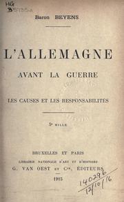 Cover of: LA llemagne avant la guerre: les causes et les responsabilités.