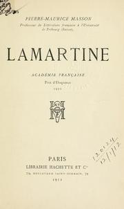 Cover of: Lamartine. by Pierre Maurice Masson