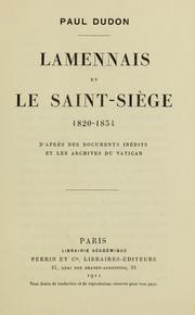 Cover of: Lamennais et le Saint-Siège, 1820-1834: d'après des documents inédits et les archives du Vatican