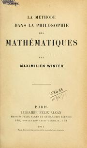 La méthode dans la philosophie des mathématiques by Maximilien Winter