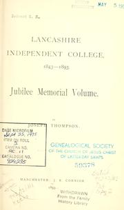 Cover of: Lancashire Independent College, 1843-1893: jubilee memorial volume