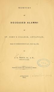 Cover of: Memoirs of deceased alumni of St. John's college by St. John's college (Annapolis, Md.)
