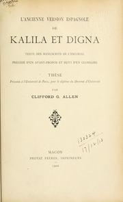 Cover of: L' Ancienne version espagnole de Kalila et Digna by Bdp'.