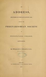 Cover of: An address, delivered before the Phrenakosmian society