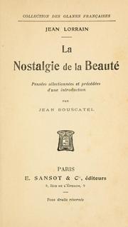 Cover of: nostalgie de la beauté: pensées sélectionnées