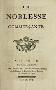Cover of: noblesse commerçante.