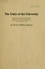 Cover of: The unity of the university ...