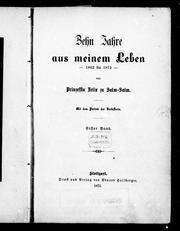 Cover of: Zehn Jahre aus meinem Leben 1862 bis 1872