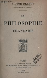Cover of: La philosophie française.