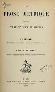 La prose métrique dans la correspondance de Cicéron by Henri Bornecque