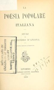 Cover of: La poesia popolare italiana. by Alessandro D'Ancona