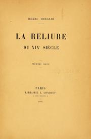 Cover of: La reliure du XIXe siècle.