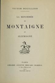 Cover of: La renommée de Montaigne en Allemagne. by Victor Bouillier
