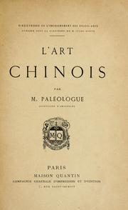 Cover of: L' art chinois by Maurice Paléologue
