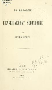 Cover of: réforme de l'enseignement secondaire.