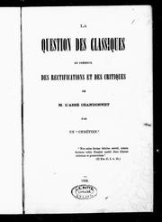 Cover of: La question des classiques by Alexis Pelletier