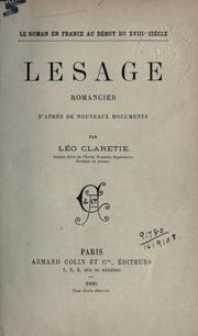Cover of: Lasage, remancier, d'après de nouveaux documents.