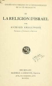 La religion d'Israel by Richard Kreglinger