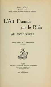 Cover of: L'art français sur le Rhin au 18e siècle by Louis Réau