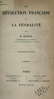 Cover of: La Révolution française et la féodalité.