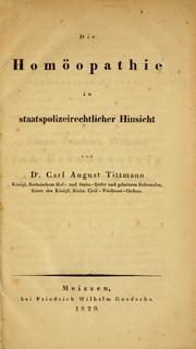 Cover of: Die Homöopathie in stadtspolizeirechtlicher Hinsicht