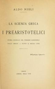 Cover of: La scienza greca: i prearistotelici