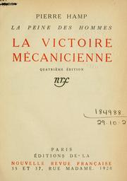Cover of: victoire mécanicienne.
