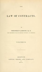 Cover of: The law of contracts. by Parsons, Theophilus