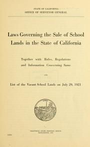 Cover of: Laws governing the sale of school lands in the state of California