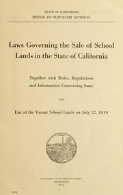 Cover of: Laws governing the sale of school lands in the state of California