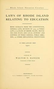 Cover of: Laws of Rhode Island relating to education