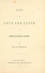 Cover of: Lays of love and faith: with other fugitive poems.