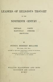 Cover of: Leaders of religious thought in the nineteenth century: Newman, Comte, Martineau, Spencer [and] Browning