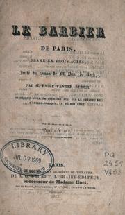 Cover of: Le barbier de Paris: drame en 3 actes imité du roman de Paul de Kock.