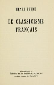 Cover of: Le classicisme français.