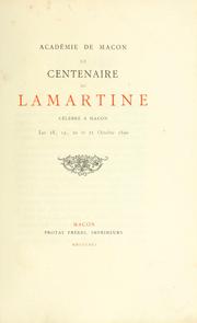 Le centenaire de Lamartine by Académie de Mâcon.