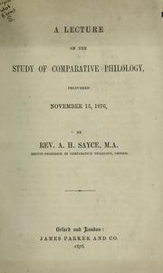 Cover of: A lecture on the study of comparative philology
