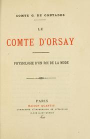 Cover of: comte d'Orsay: physiologie d'un roi de la mode