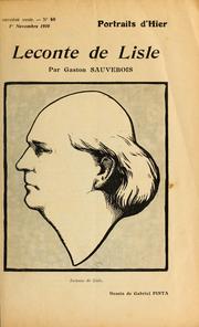 Cover of: Leconte de Lisle by Gaston Sauvebois