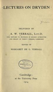 Cover of: Lectures on Dryden by Arthur Woollgar Verrall, Arthur Woollgar Verrall