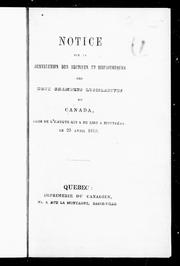 Notice sur la destruction des archives et bibliothèques des deux chambres législatives du Canada