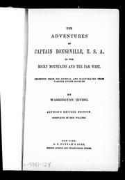 Cover of: The adventures of Captain Bonneville, U.S.A. in the Rocky Mountains and the Far West by by Washington Irving
