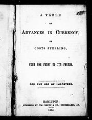 A Table of advances in currency, on costs sterling