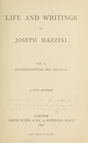 Cover of: Life and writings of Joseph Mazzini. by Mazzini, Giuseppe