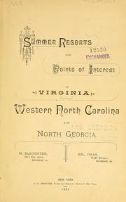 Cover of: Summer resorts and points of interest of Virginia, western North Carolina, and north Georgia by 